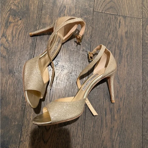 Jimmy Choo Glittering Gold Heels - Picture 2 of 4